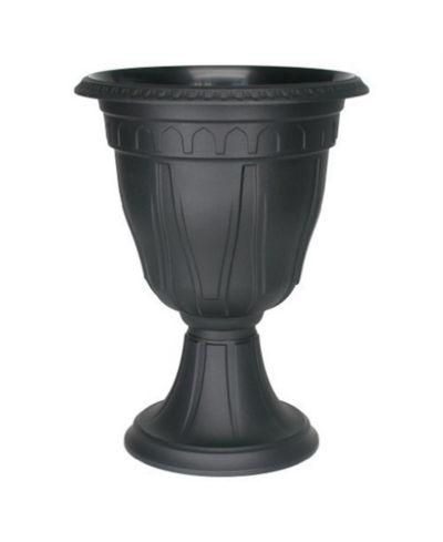 DCN Plastic Tall Azura Urn Planter Black 20 inch height