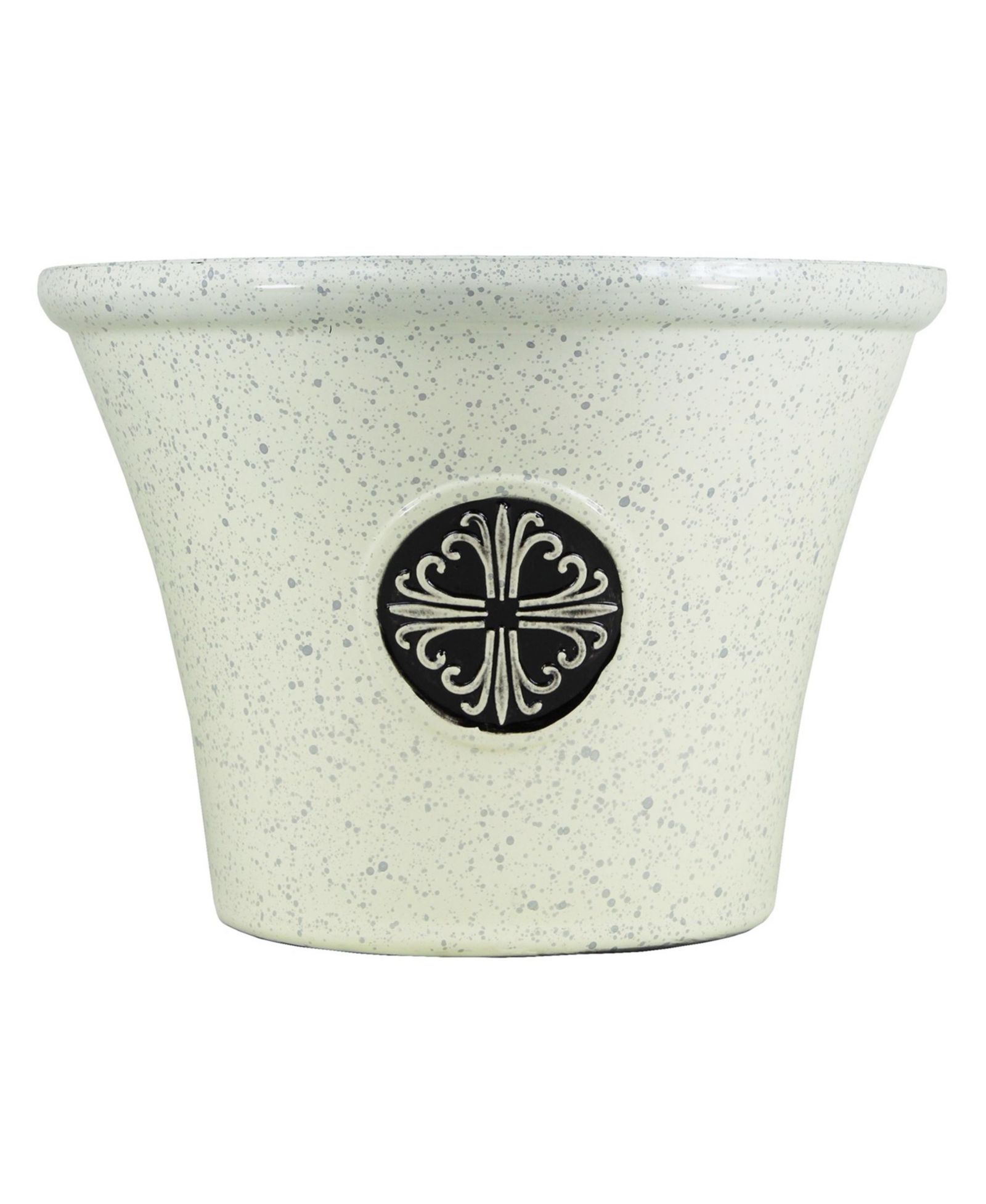 современный пластиковый кашпо Garden Elements Logo большого размера, бежевый, 14.75 Inches