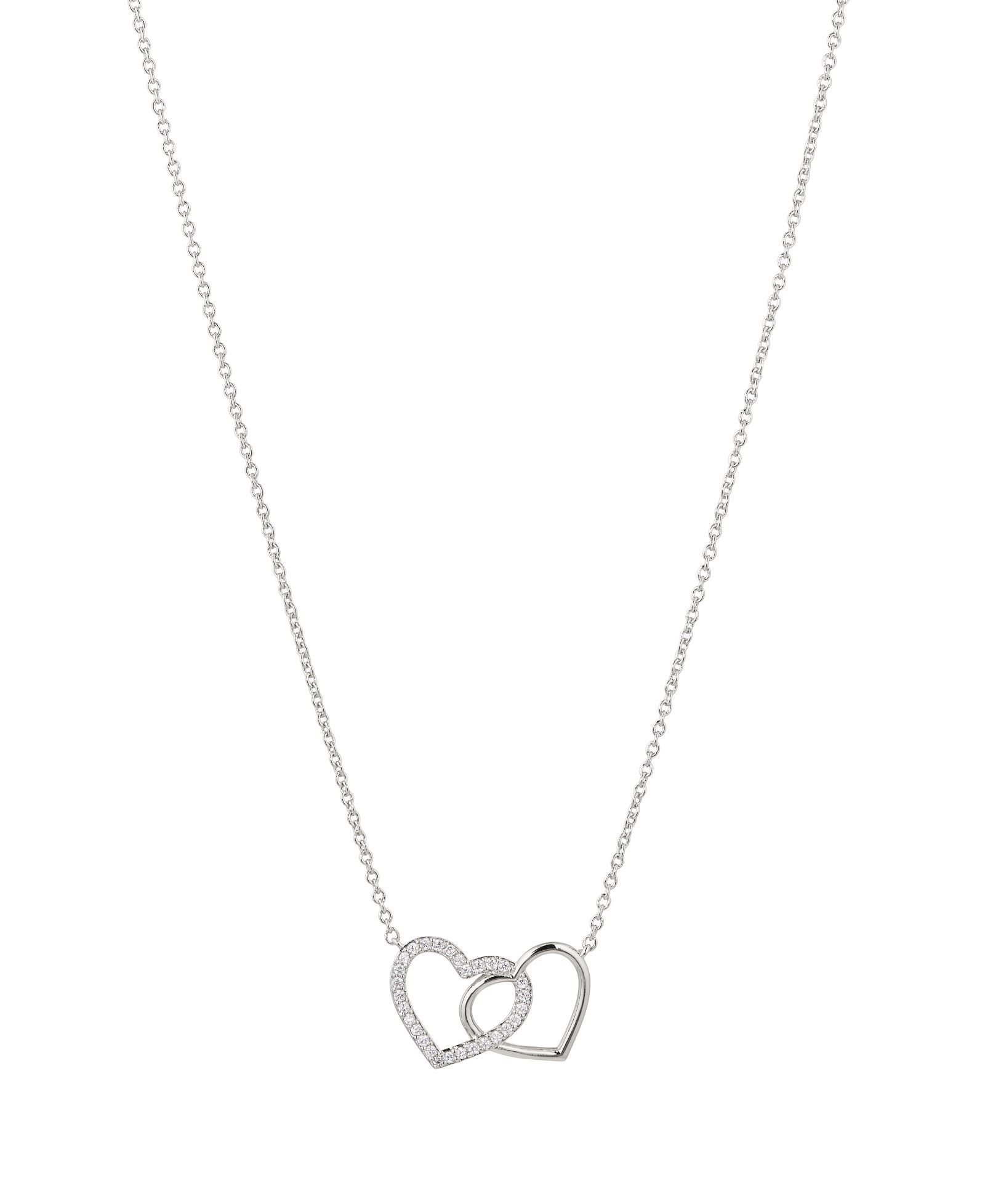 Eliot Danori Silver-Tone Double Heart Necklace 16" + 2" Extender
