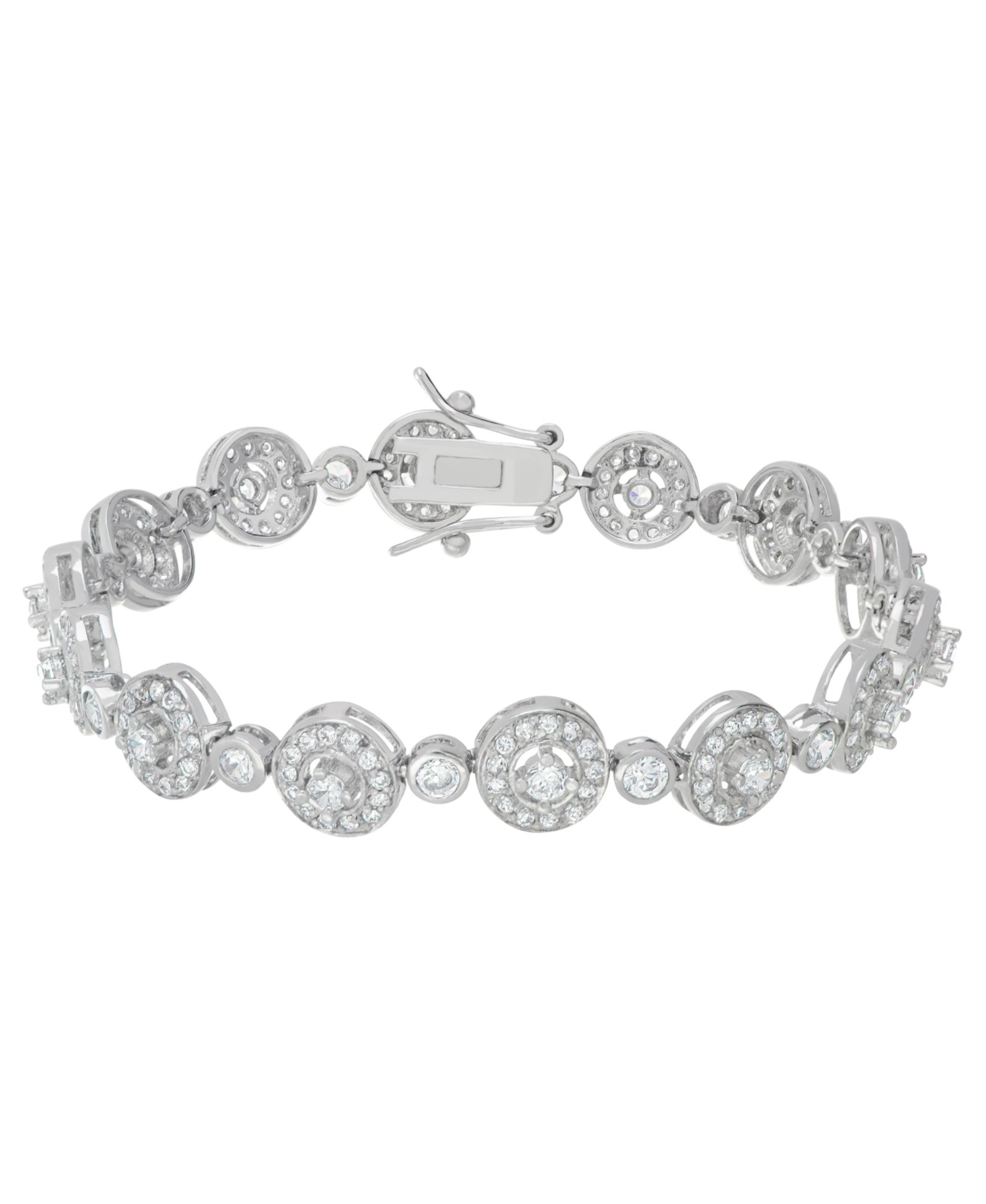Macy's Fine Silver Plated Cubic Zirconia Circle Link Bracelet