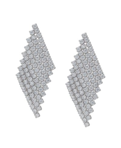 Серьги Macy's Fine Silver Plated Cubic Zirconia Dangling Diamond-Shaped Post