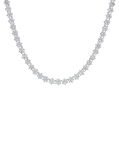 Macy's Fine Silver Plated Cubic Zirconia Hexagon Necklace