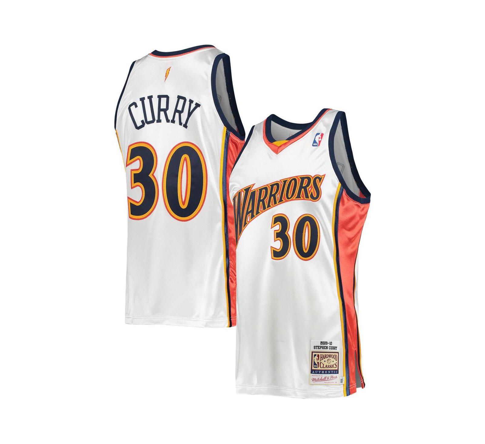 Мужская джерси Mitchell & Ness Stephen Curry White Golden State Warriors 2009-10 Hardwood Classics