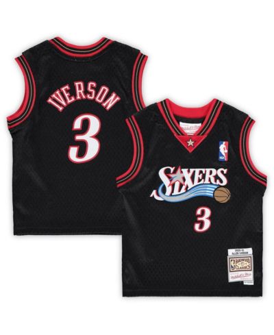 Infant Boys and Girls Mitchell & Ness Allen Iverson Black Philadelphia 76ers 2000/01 Hardwood Classics Retired Player Jersey