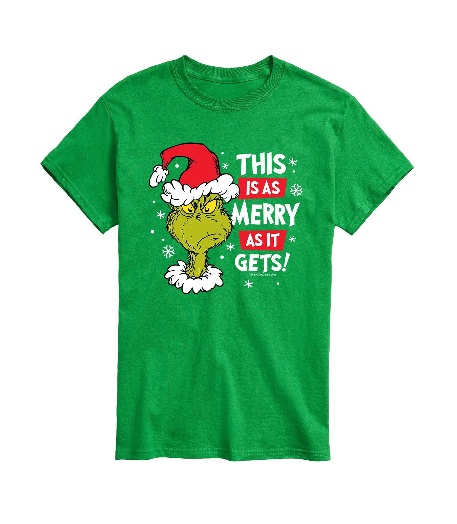 Мужская футболка AIRWAVES Men's Dr. Seuss The Grinch As Merry As Gets Graphic