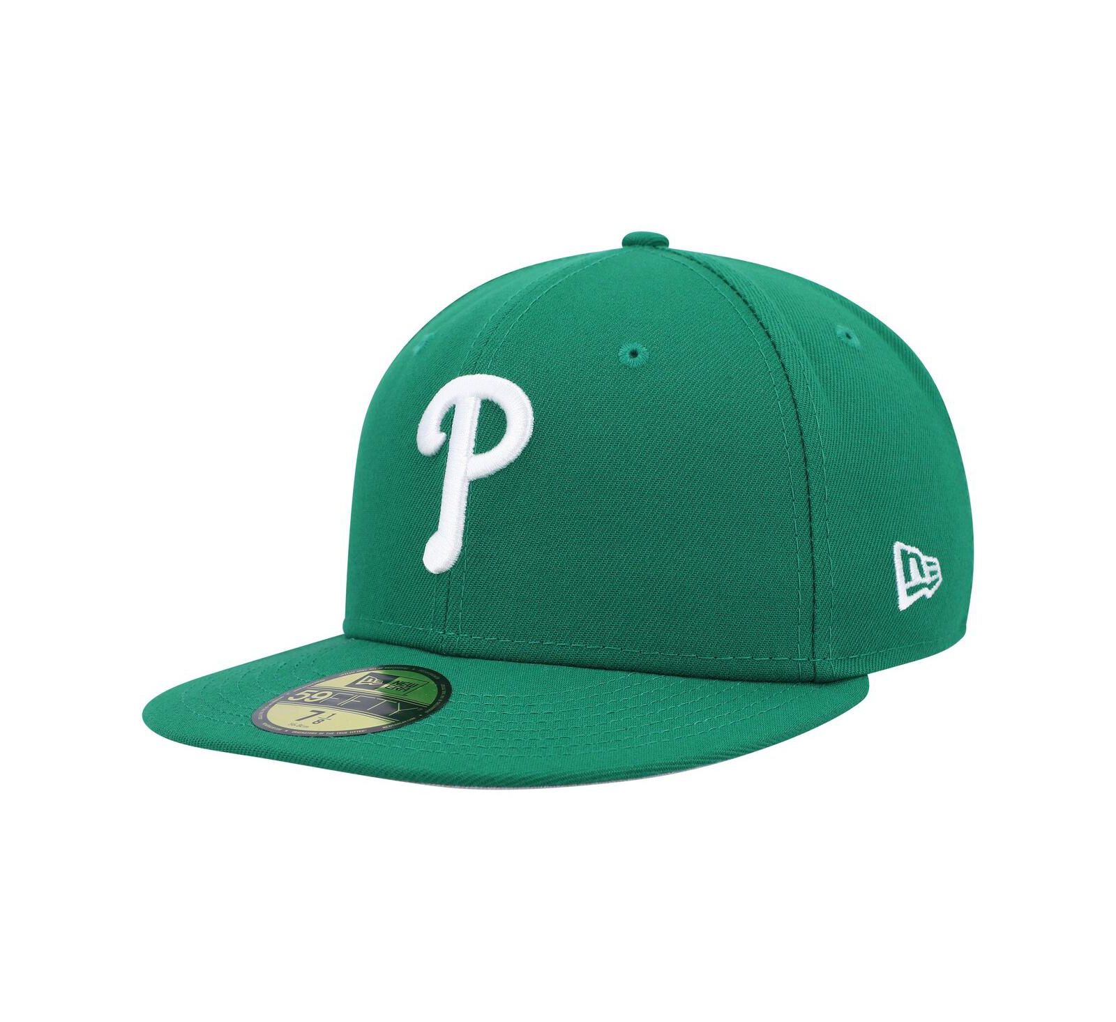 Мужская белая fitted-кепка Philadelphia Phillies с зеленым логотипом New Era Kelly Green