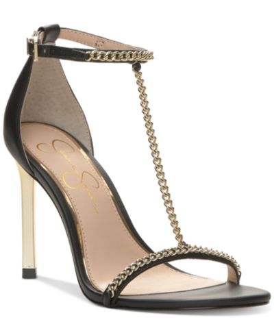 Женские нарядные босоножки Jessica Simpson Qiven T-Strap Chain на каблуке