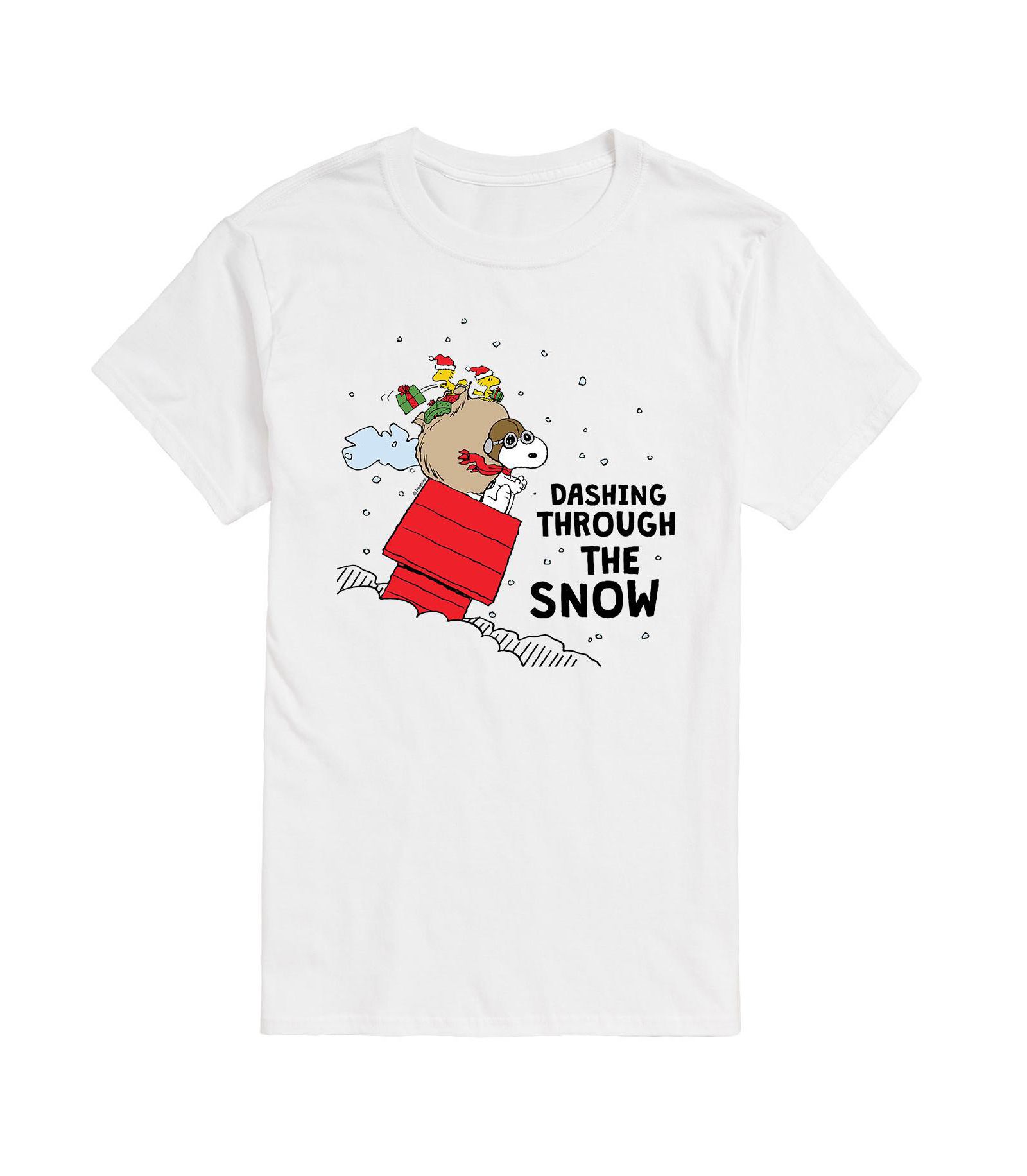 AIRWAVES Men's Peanuts Dashing Through Snow Short Sleeve T-shirt