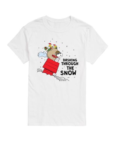 AIRWAVES Men's Peanuts Dashing Through Snow Short Sleeve T-shirt