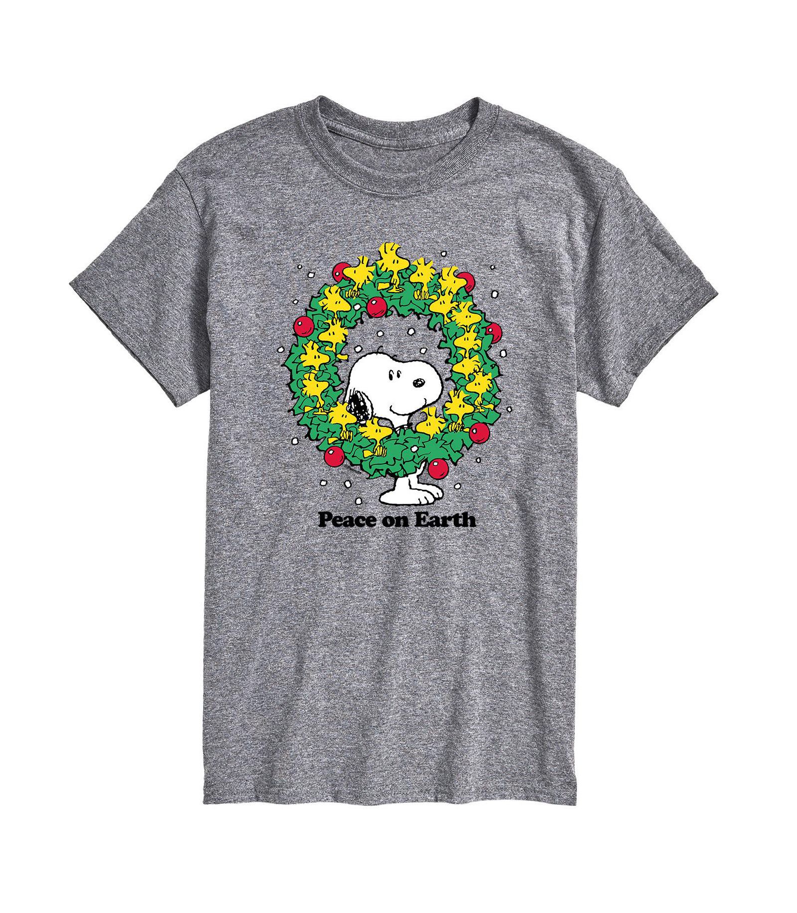 AIRWAVES Men's Peanuts Peace on Earth Short Sleeve T-shirt
