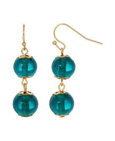 Женские золотистые серьги с зелеными камнями 2028 Round Green Drop