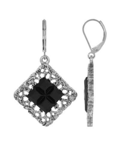 2028 Женские серьги с квадратным камнем цвета Dark Amber