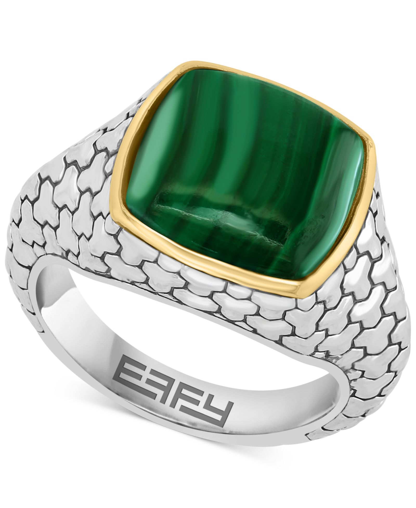 EFFY® Men's Malachite Patterned Ring in Sterling Silver and 14k Gold-Plate