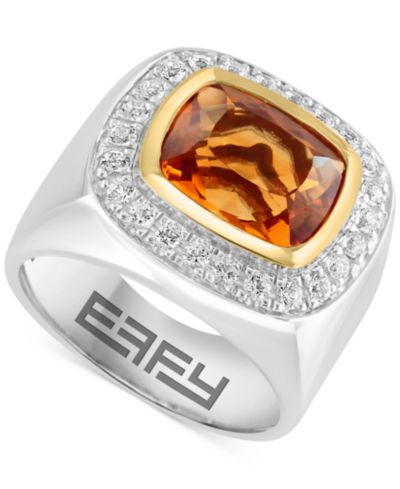 Кольцо EFFY® Madeira Citrine & White Topaz в Sterling Silver & 18K Gold-Plate