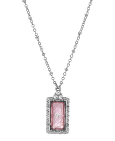2028 Silver-Tone Crystal Pendant Necklace