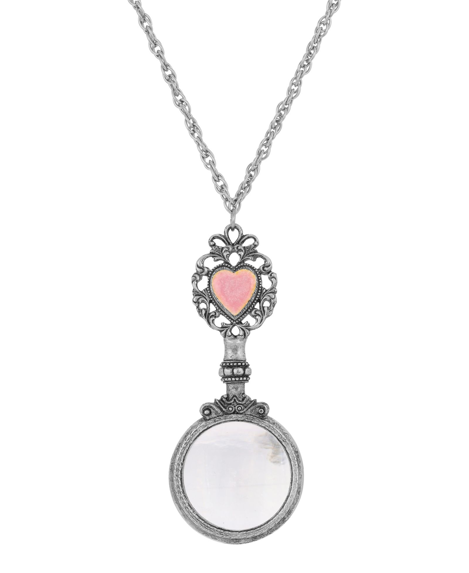 Подвеска-кулон с увеличительным стеклом в форме сердца 2028 Pewter Pink