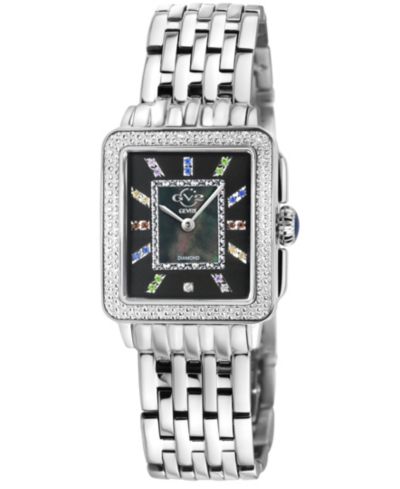 GV2 by Gevril Women's Padova Gemstone Swiss Quartz Silver Stainless Steel Bracelet Diamond Watch