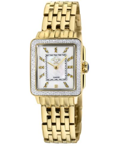 GV2 by Gevril Women's Padova Gemstone Swiss Quartz IP Gold Stainless Steel Bracelet Diamond Watch