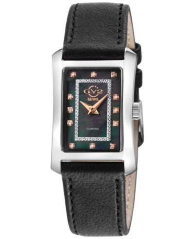 GV2 by Gevril Women's Luino Swiss Quartz Italian Leather Strap Diamond Watch