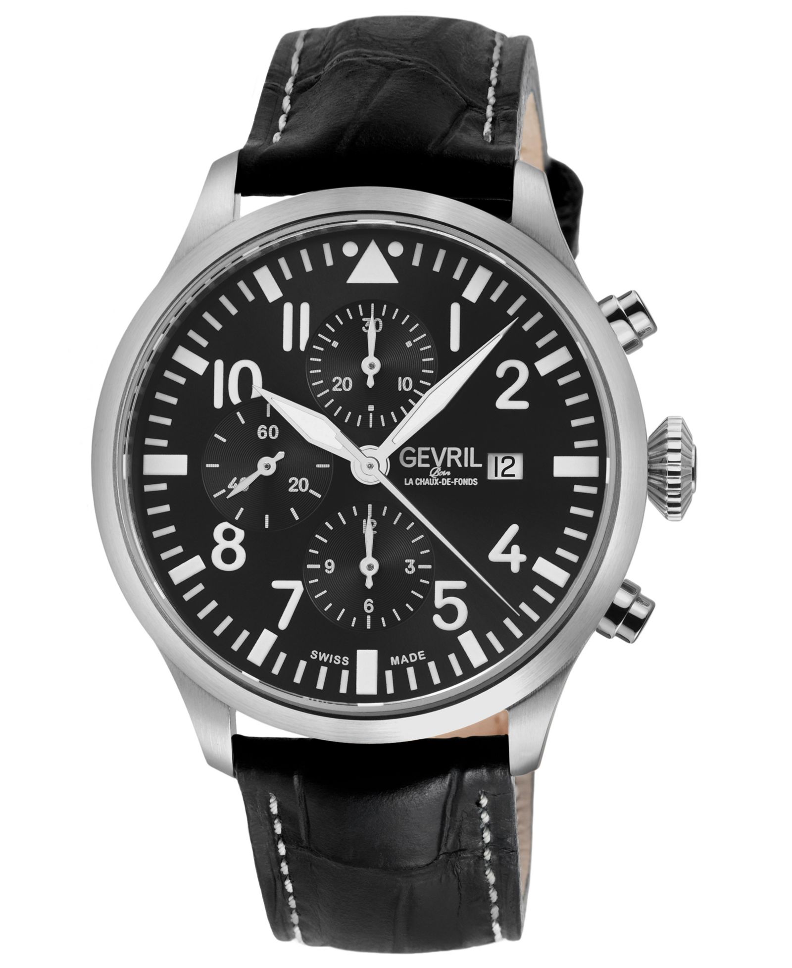 Gevril Men's Swiss Made Vaughn Swiss Automatic Italian Leather Strap Watch