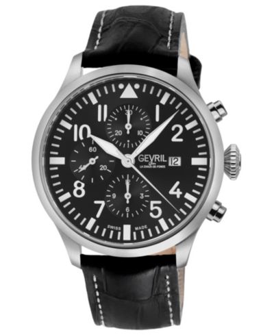 Gevril Men's Swiss Made Vaughn Swiss Automatic Italian Leather Strap Watch