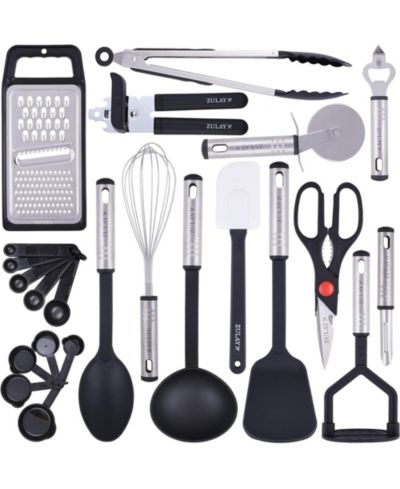 Zulay Kitchen 23 Piece Nylon Kitchen Utensils & Stainless Steel Cooking Utensils Set