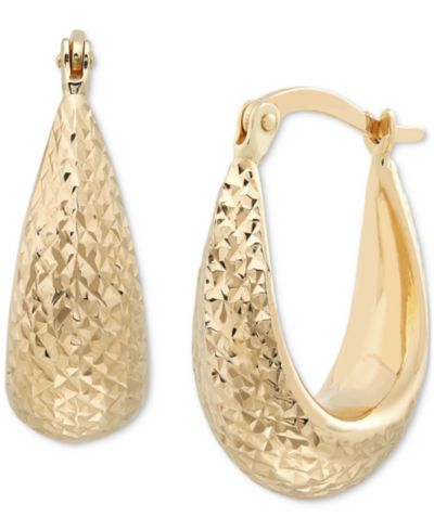 Graduated Textured Chunky Oval Hoop Earrings in 14k Gold, Created for Macy's