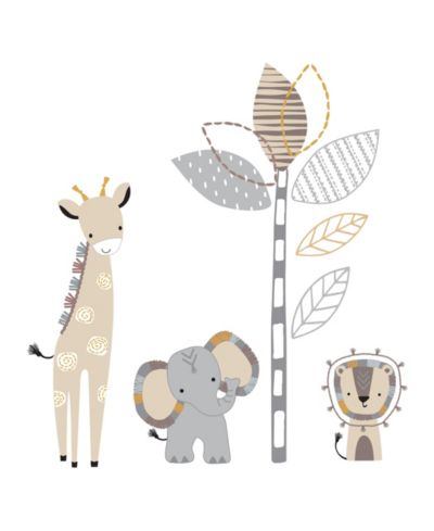 Наклейки на стену Lambs Ivy Jungle Safari Gray/Tan Elephant/Giraffe для детской