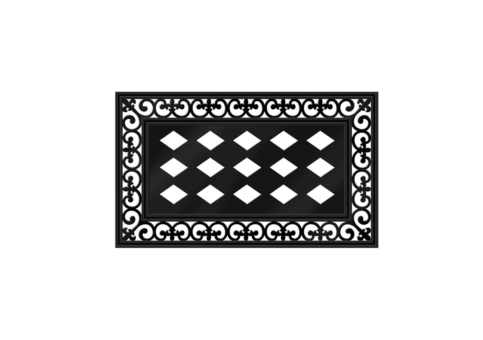 Evergreen коврик для пола Black Fleur Scroll, 18"x30"