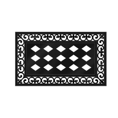 Evergreen Black Fleur Scroll Sassafras Floor Mat Indoor Outdoor Rubber Tray 18"x30" Fits Sassafras Inserts 10"x22" Black