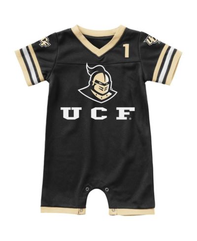 Newborn and Infant Boys and Girls Colosseum Black UCF Knights Bumpo Football Romper