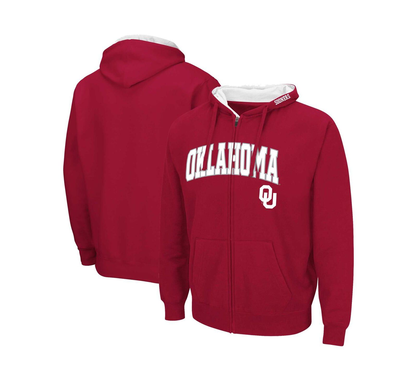 Colosseum Мужское худи Crimson Oklahoma Sooners Arch & Team Logo 3.0 Full-Zip
