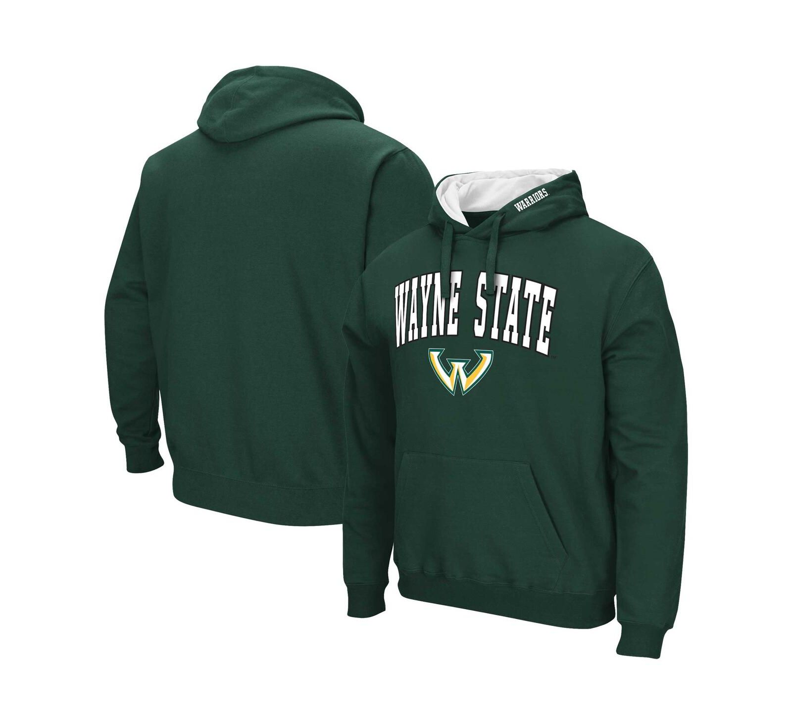 Мужское худи Colosseum Green Wayne State Warriors Arch & Logo, с капюшоном