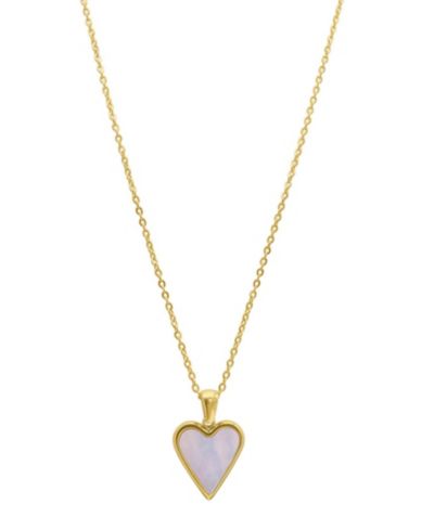 ADORNIA  White Mother of Imitation Pearl Heart Adjustable Gold-Tone Pendant Necklace