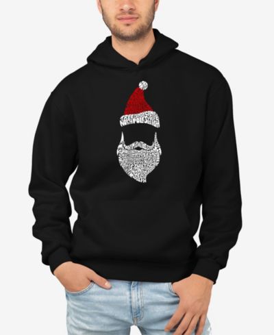 LA Pop Art Men's Santa Claus Word Art Hooded Sweatshirt
