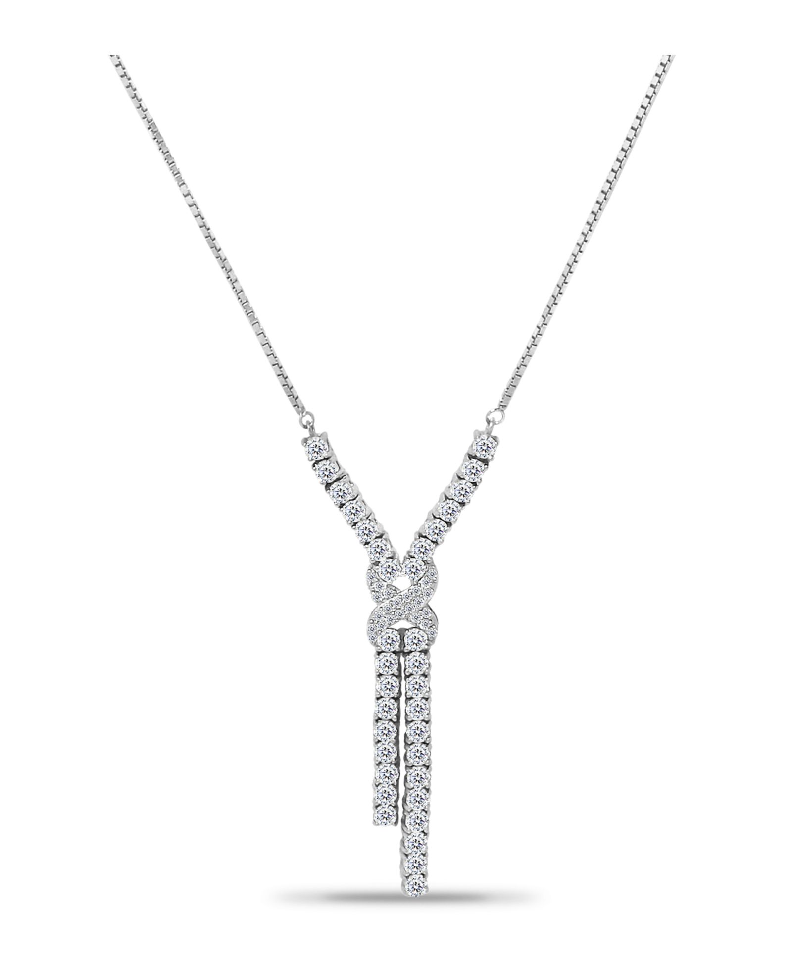 Macy's Cubic Zirconia Infinity Frontal Drop Adjustable Necklace (6.6 ct. t.w.) in 18K Sterling Silver or Sterling Silver