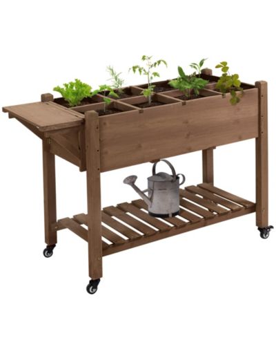 Outsunny 49" x 21" x 34" Raised Garden Bed w/ 8 Grow Grids,