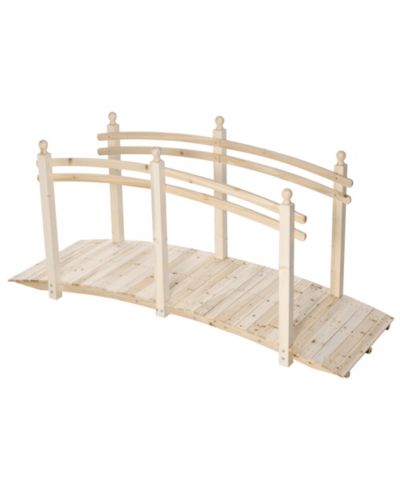 Садовый мостик Outsunny 7.5' Fir Wood Garden Bridge Arc Walkway with Side Railings, Natural
