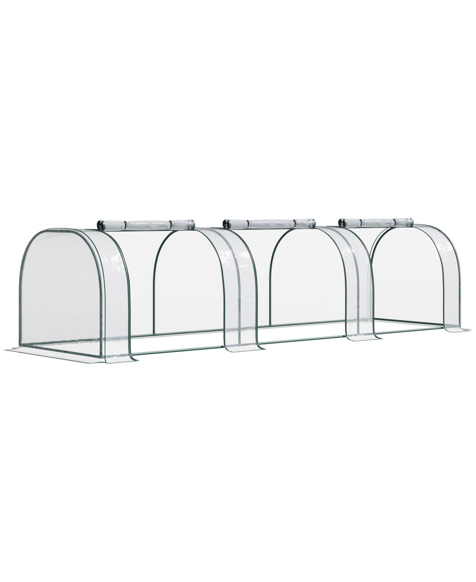 Outsunny Portable Tunneled house with 3 Zippe Doors, Plastic Cover