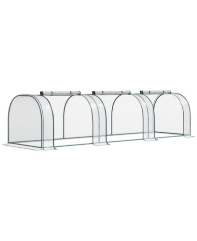 Outsunny Portable Tunneled house with 3 Zippe Doors, Plastic Cover