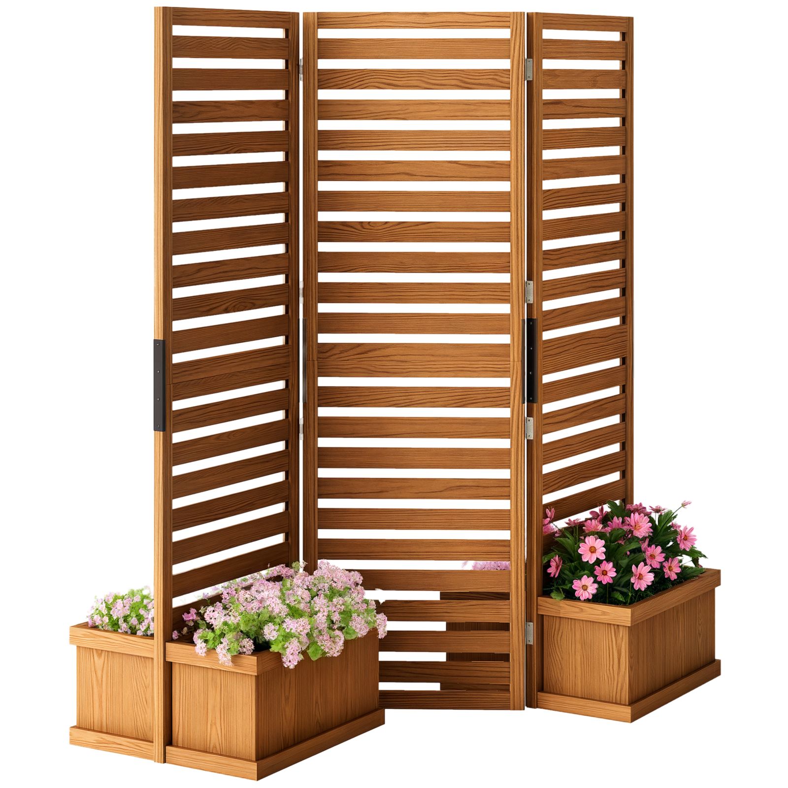Outsunny Privacy Screen w/ Planter Box, 4 Raised Beds, Drainage Hole