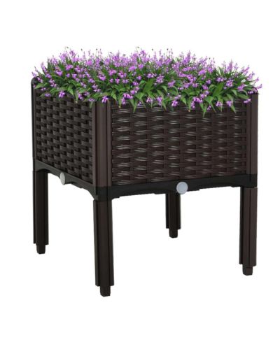 Outsunny Elevated Flower Bed Vegetable Herb Planter Plastic
