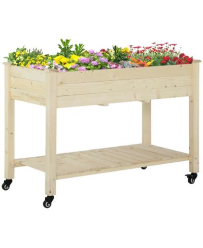 Садовая грядка Outsunny 47" x 21" Raised Wooden Planter Box Natural