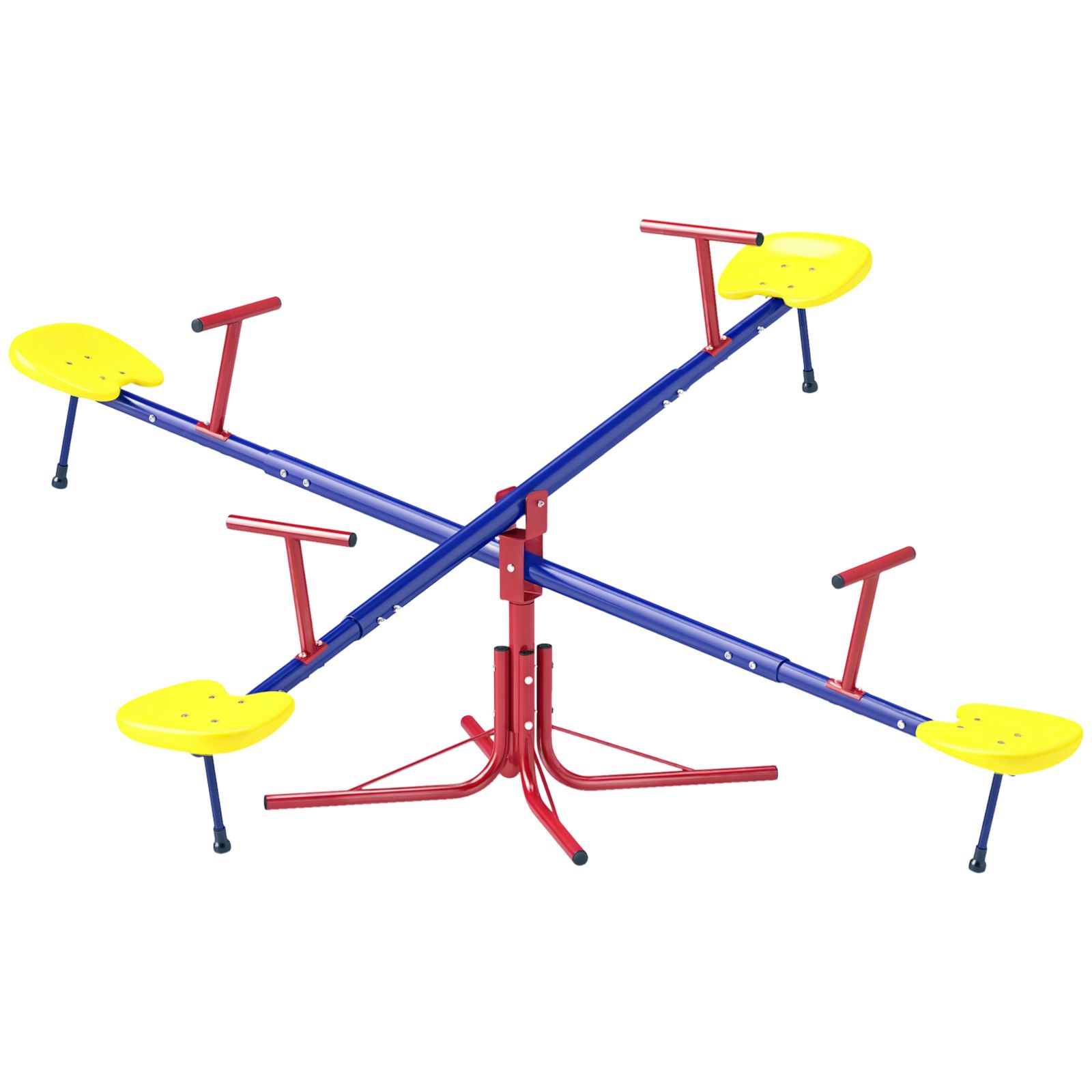 Outsunny Teeter Totter with 360-Degree Rotation, 4-Seat, Ages 3-8