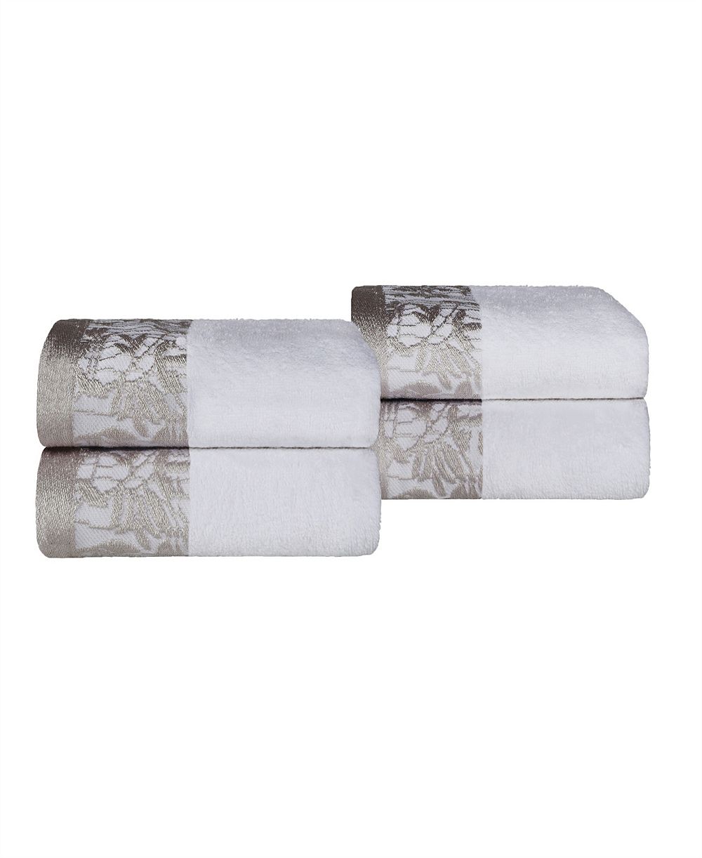 Набор из 4 полотенец для рук Superior Wisteria Floral Embroidered Jacquard Border Cotton