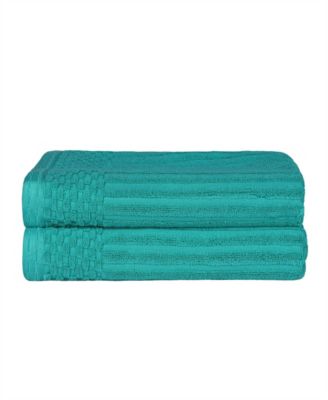 Superior Soho Checkered Border Cotton 2 Piece Bath Towel Set, 54" x 27"