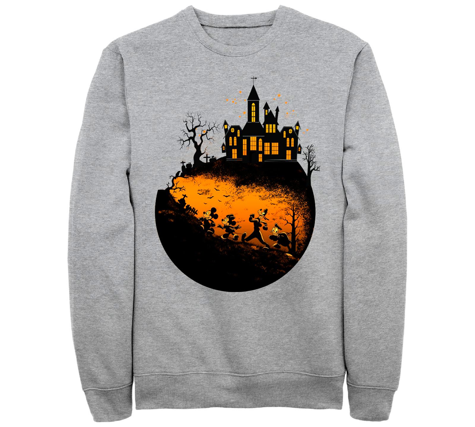 Fifth Sun Men's Mickey Classic Mickeys Haunted Halloween Crew Fleece Pullover
