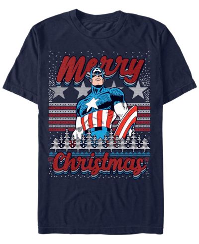 Fifth Sun Men's Marvel Comics Retro Merica Christmas Short Sleeves T-shirt