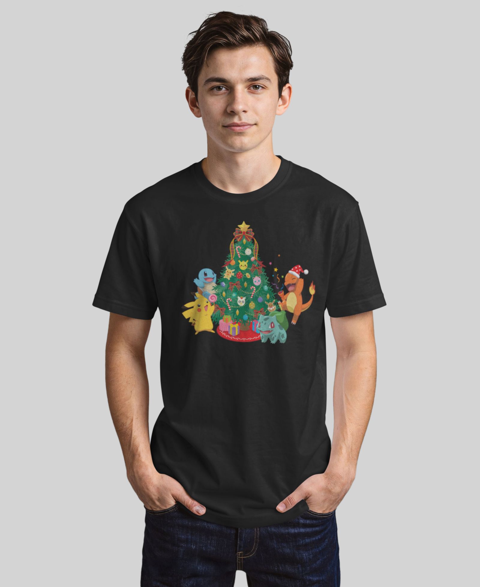 Fifth Sun Men's Pokemon Christmas Tree Short-Sleeves T-shirt