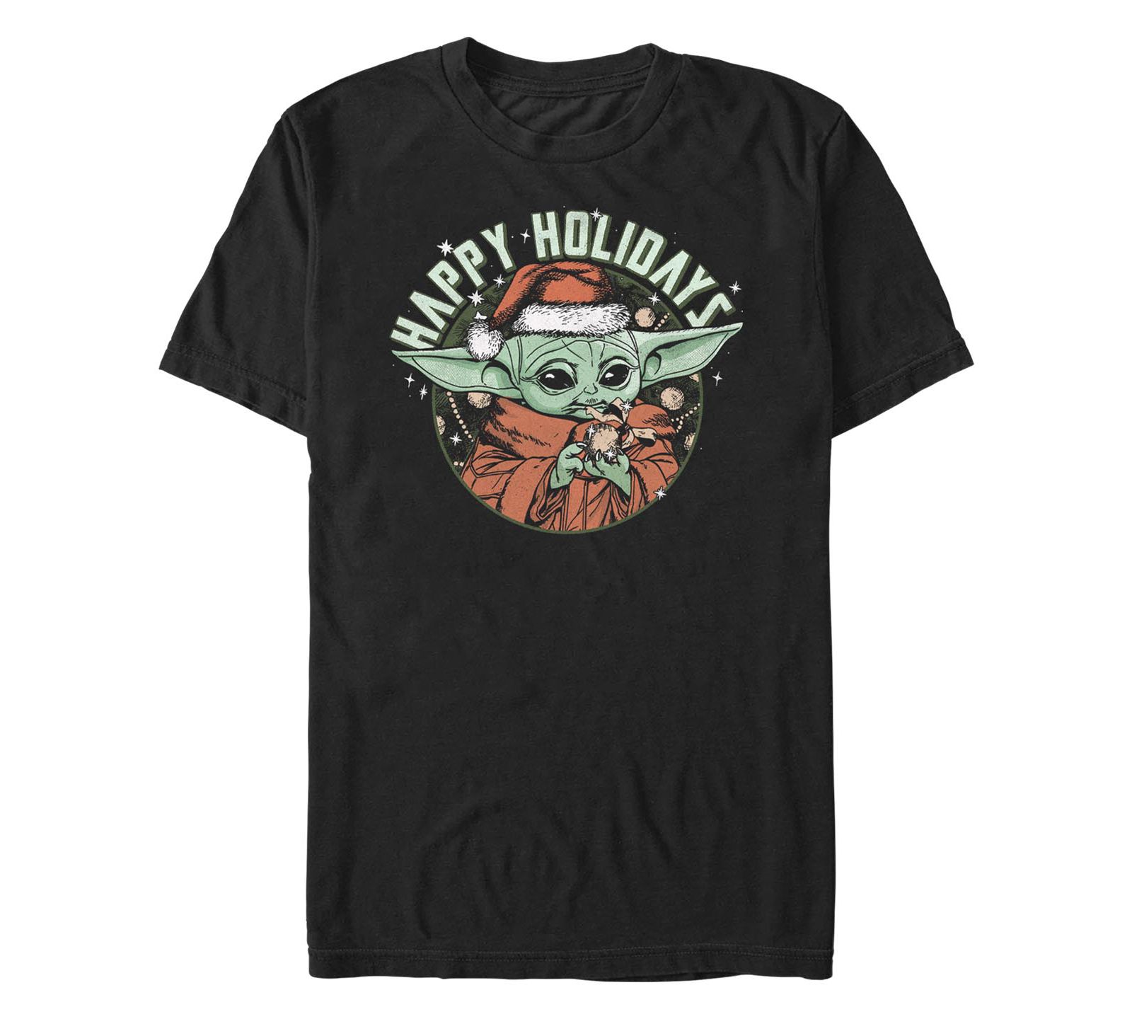 Fifth Sun Men's Star Wars Mandalorian Grogu Holidays Short Sleeves T-shirt